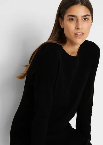 Basic gebreide jurk met gerecycled katoen • zwart • bonprix online shop