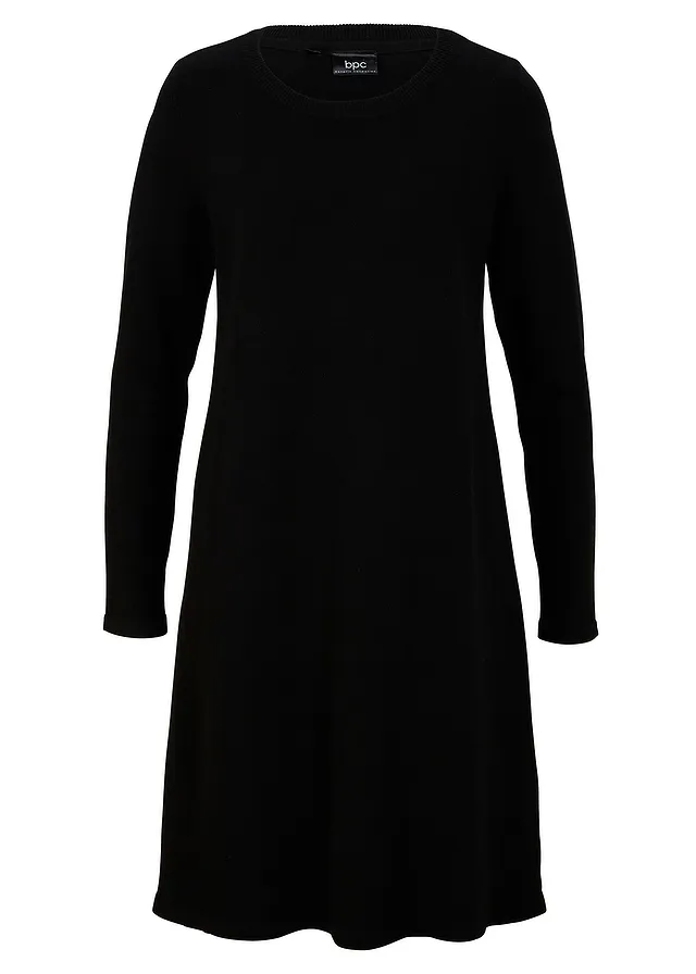 Basic gebreide jurk met gerecycled katoen • zwart • bonprix online shop