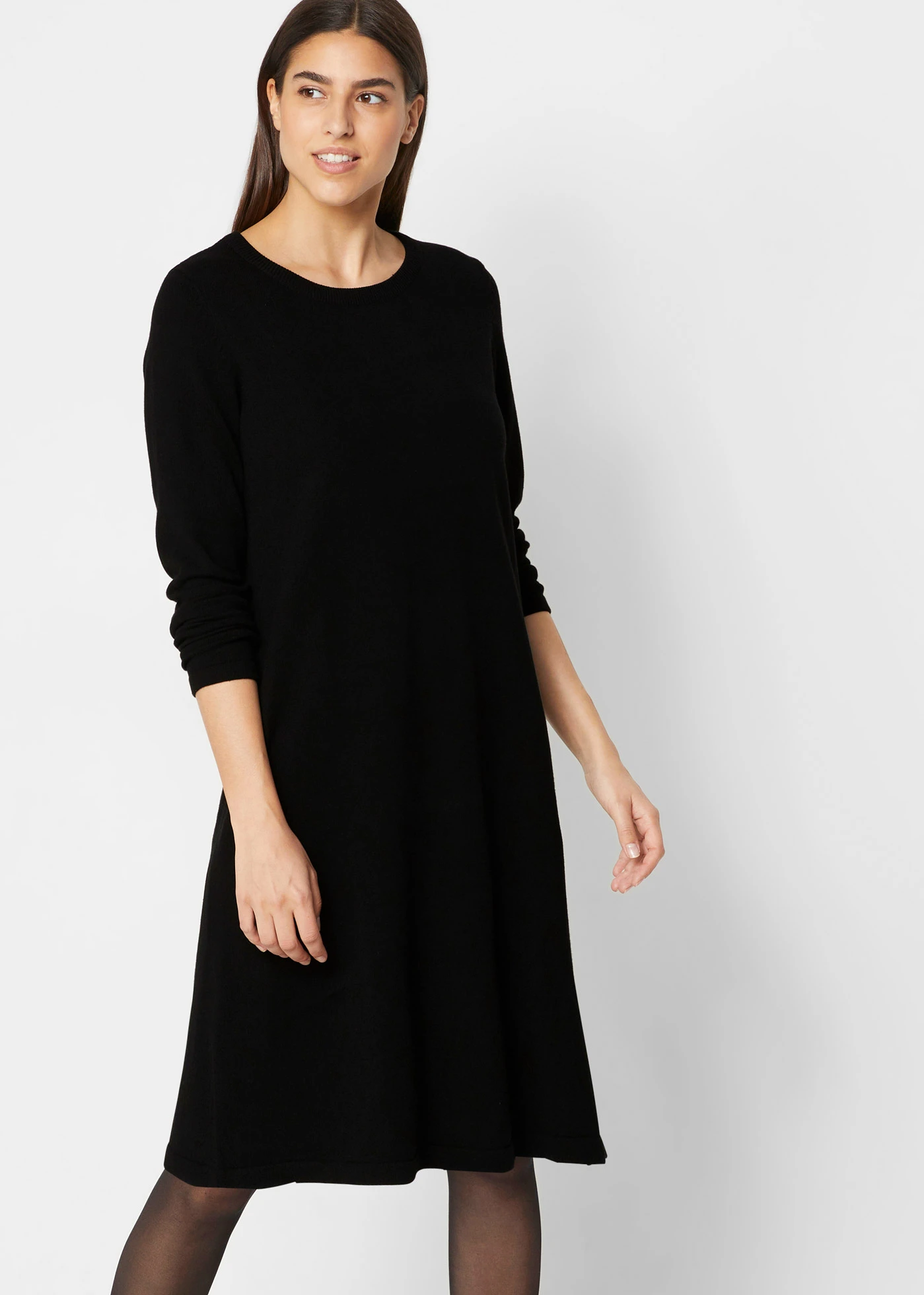 Basic gebreide jurk met gerecycled katoen • zwart • bonprix online shop