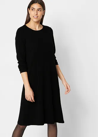 Basic gebreide jurk met gerecycled katoen • zwart • bonprix online shop