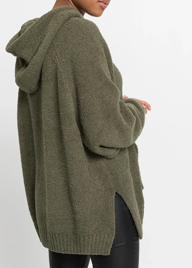 Pull à capuche en maille peluche • olive • product-page.page-title-suffix