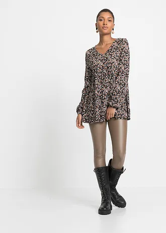 Úpletová halenka z udržitelné viskózy • černo-rezavě hnědo-tmavě modro-přírodní bílá s potiskem • bonprix obchod