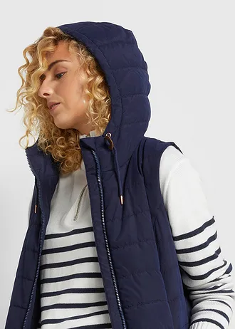 Gilet long sans manches matelassé • bleu foncé • Boutique bonprix