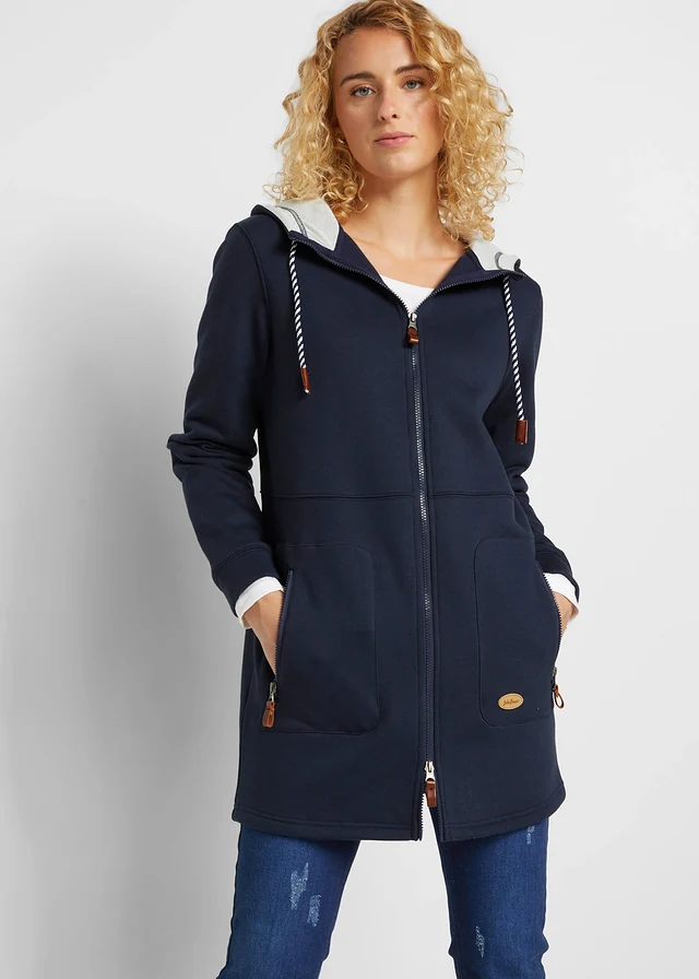 Long gilet en molleton à capuche • bleu foncé • product-page.page-title-suffix
