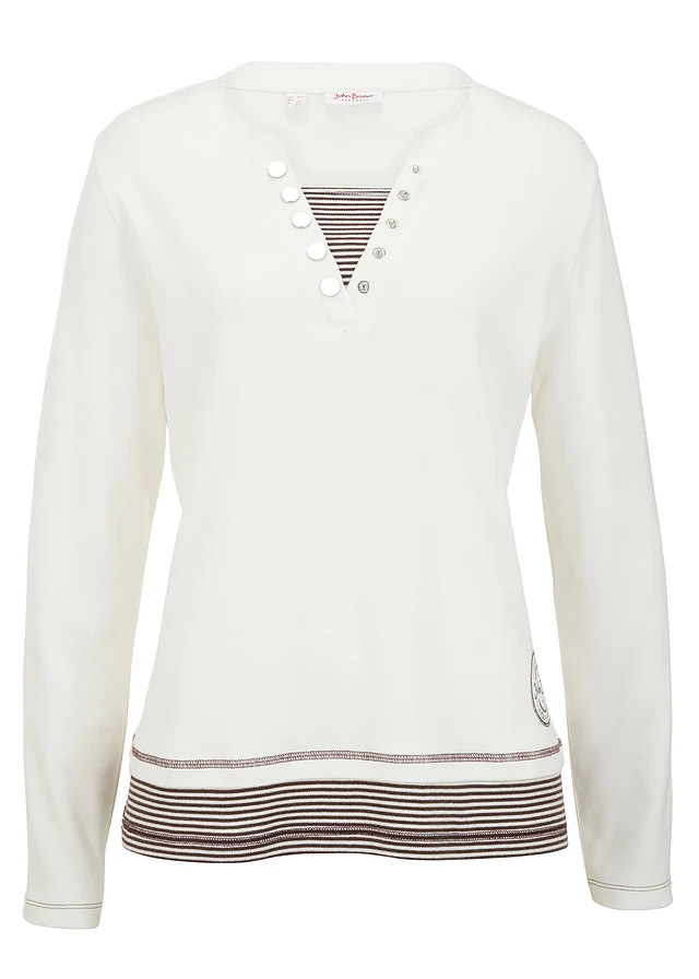 T-shirt coton manches longues style 2en1