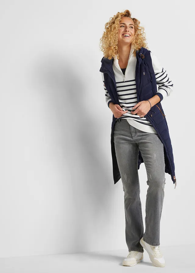 Lange bodywarmer, Kleur: donkerblauw