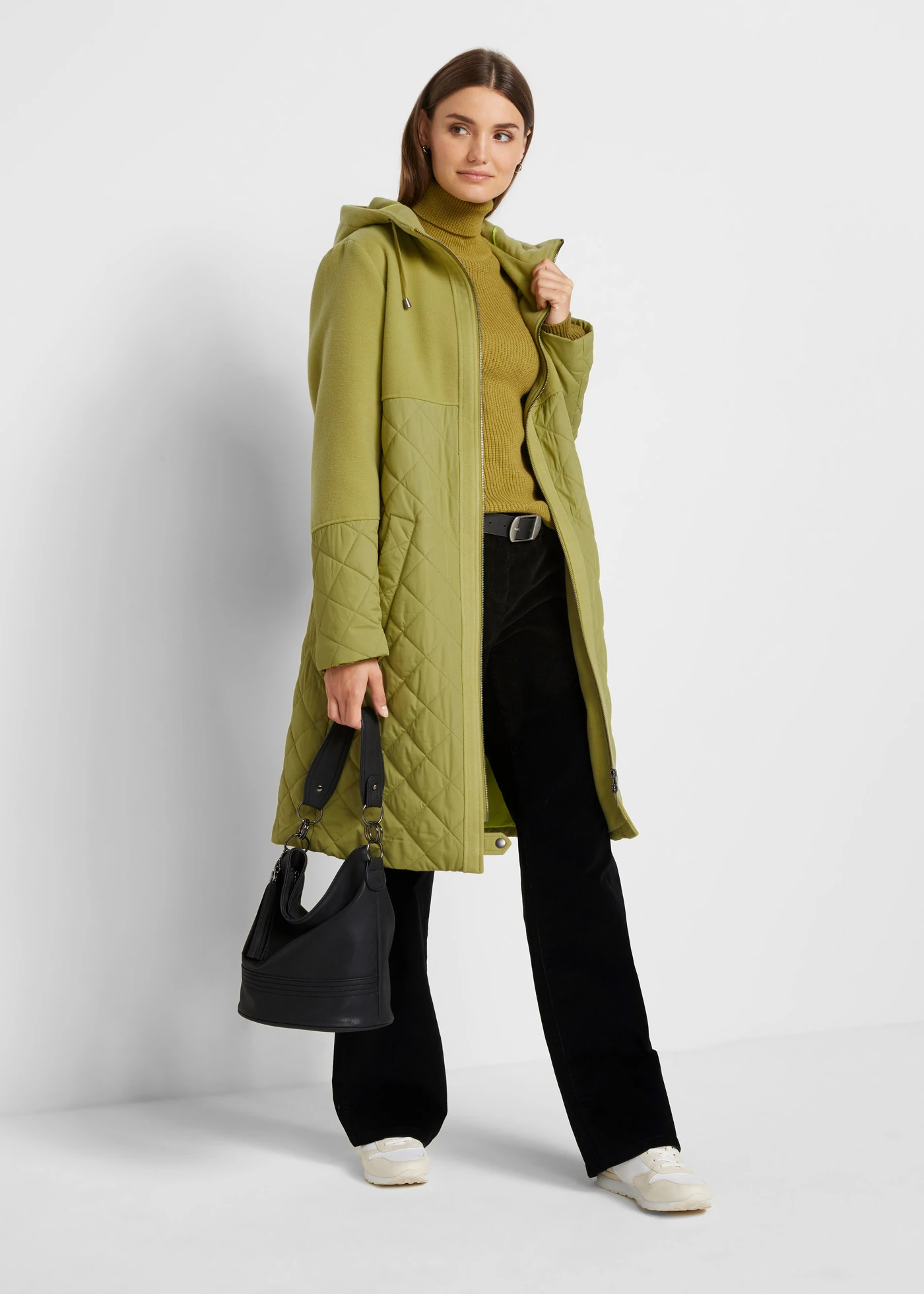 Kabát ze směsi materiálů • zlatě olivová • bonprix obchod