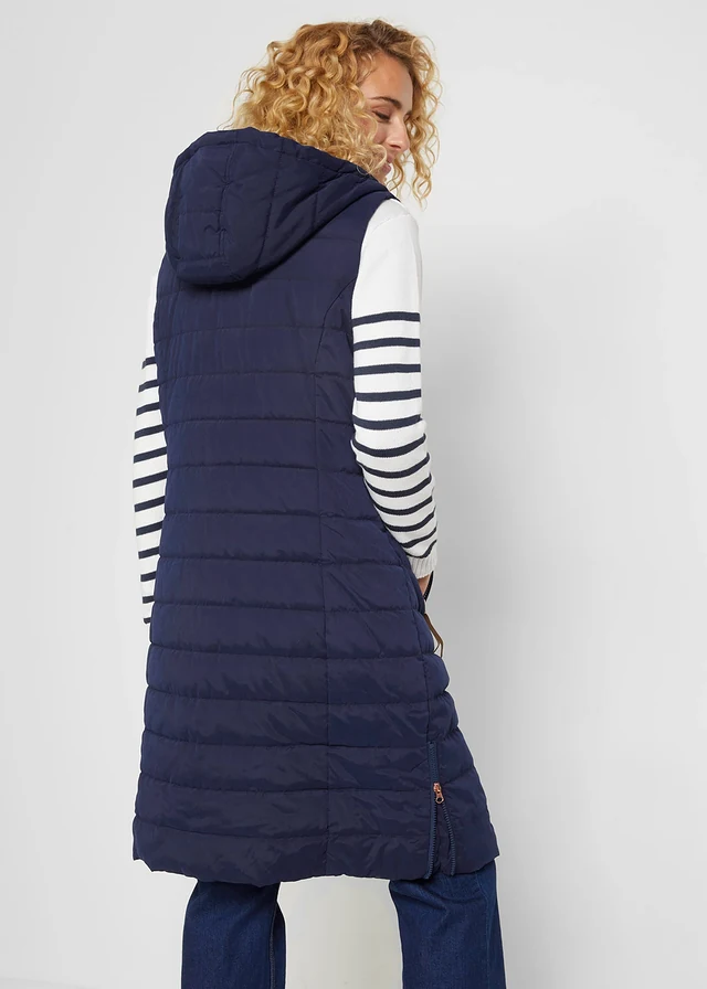 Lange bodywarmer, Kleur: donkerblauw