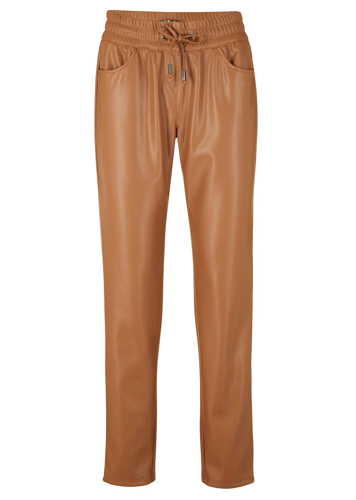 Kalhoty bez zapínání z umělé kůže • hnědá mokka • bonprix obchod