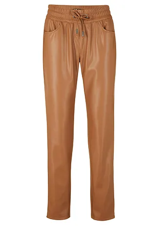 Pantaloni cu elastic și șiret în talie din imitație de piele