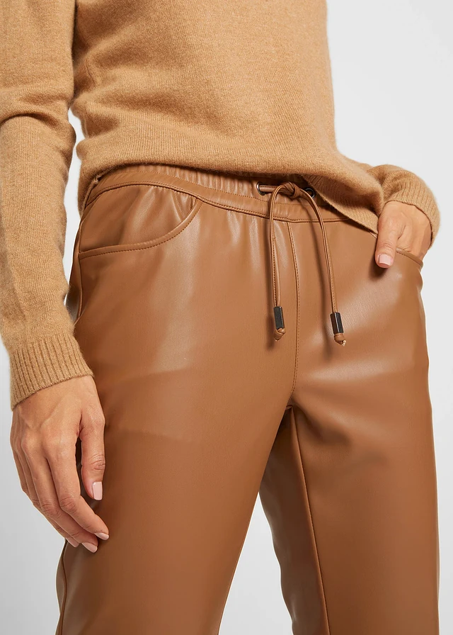 Pantalon enduit à taille élastiquée • moka • product-page.page-title-suffix