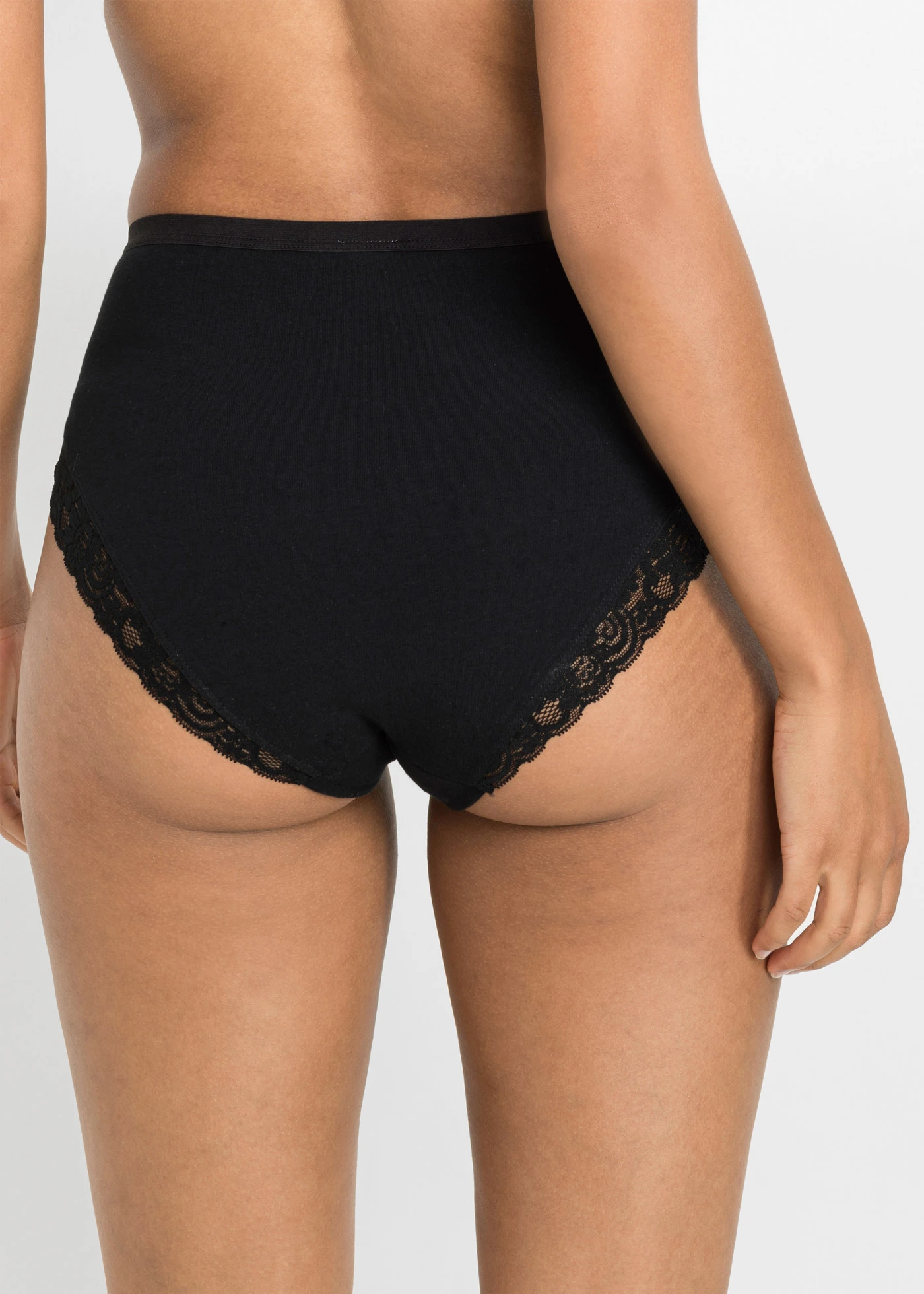 Lot de 4 slips maxi coton et dentelle • noir • Boutique bonprix