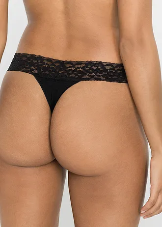 Kalhotky tanga s bavlnou (4 ks) • černá • bonprix obchod