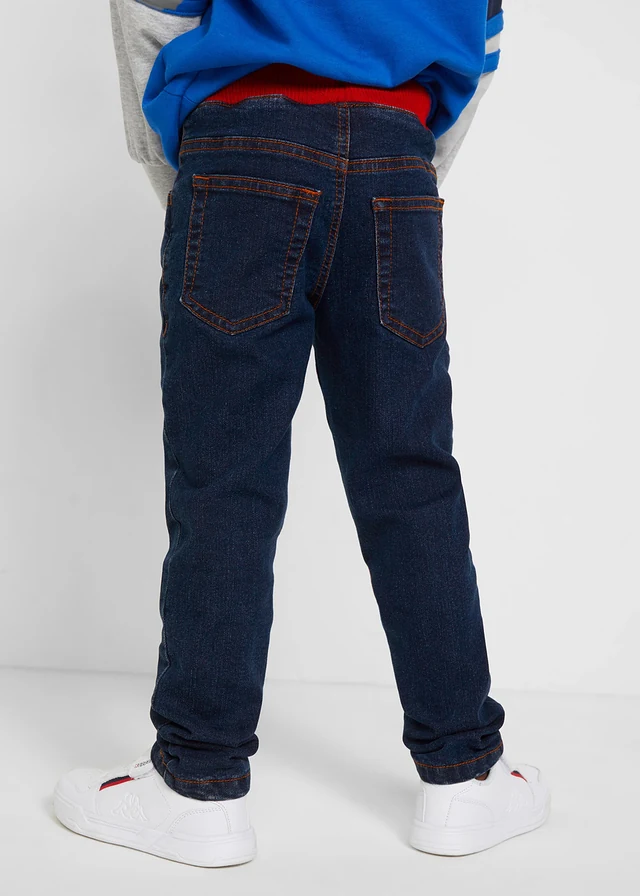 Termo džíny s žerzejovou podšívkou, Regular Fit, Straight, barva: tmavě modrý denim