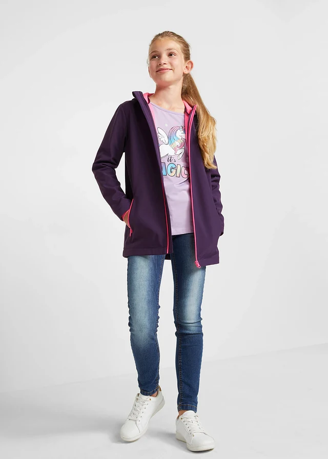 Waterafstotende softshell jas, Kleur: donkerpaars