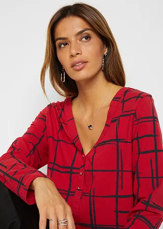 Dlouhé triko • tmavě červená + černá • bonprix obchod