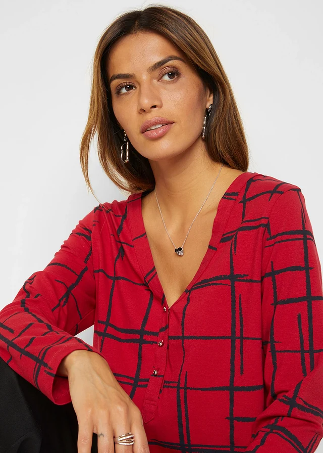 Longshirt • donkerrood-zwart • product-page.page-title-suffix