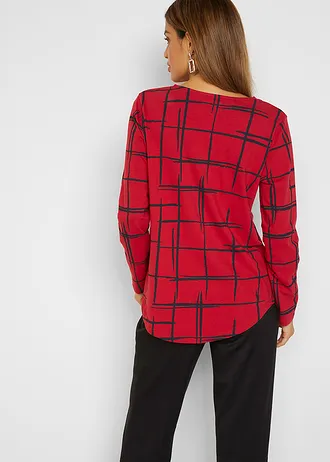 Długa bluzka, kolor: ciemnoczerwony + czarny