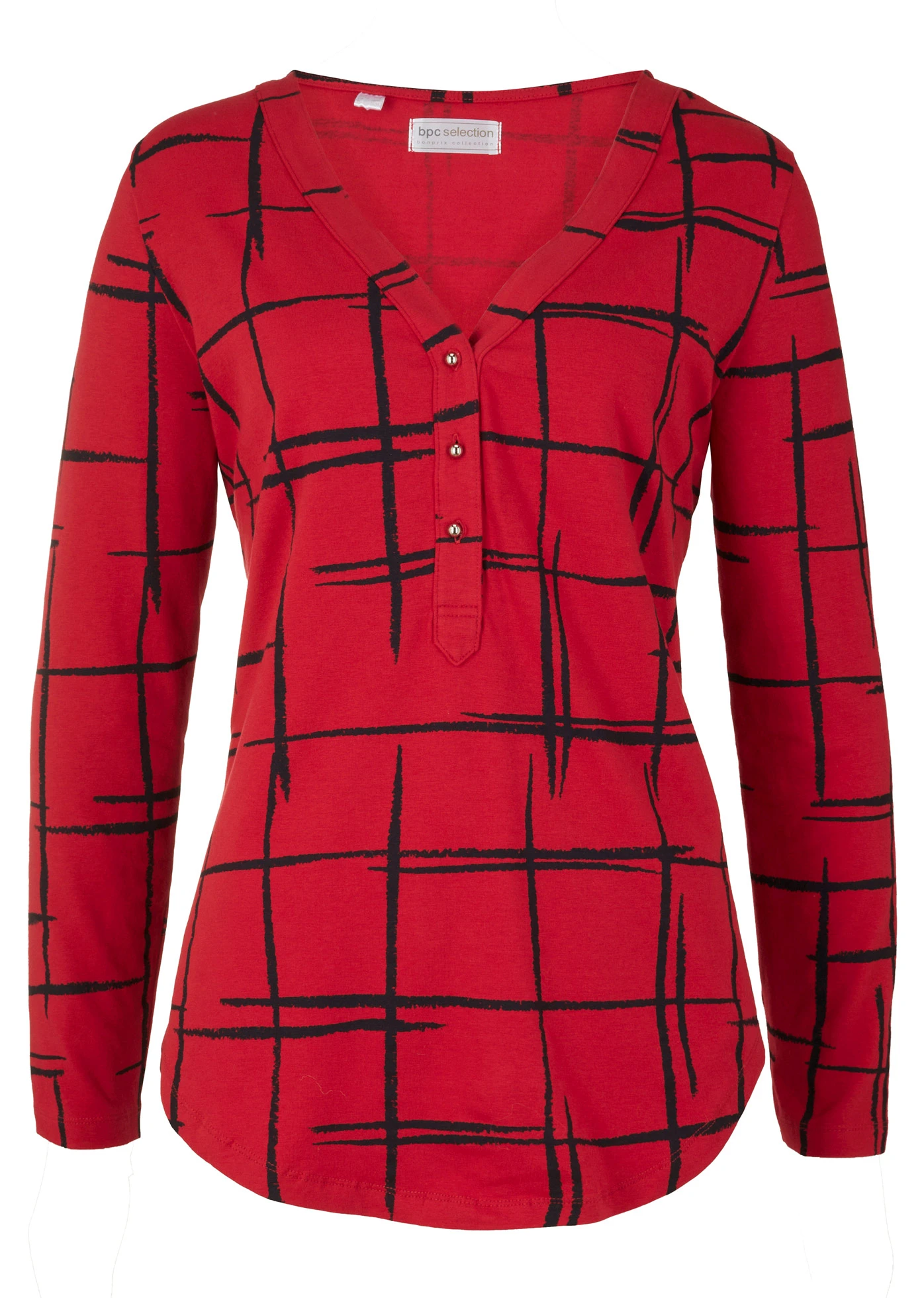 Długa bluzka • ciemnoczerwony + czarny • sklep bonprix