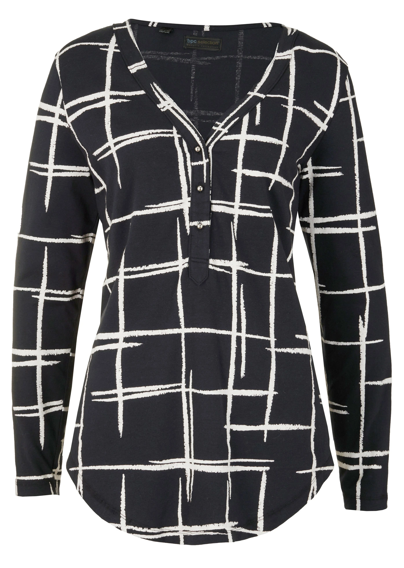 Długa bluzka • czarny +biały • sklep bonprix