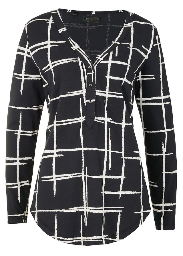 Długa bluzka • czarny +biały • sklep bonprix