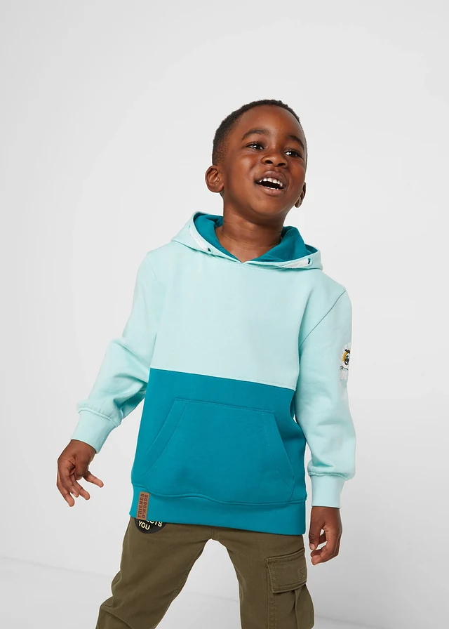 Hoodie van een zachte katoenmix, Kleur: kobaltturkoois-mint
