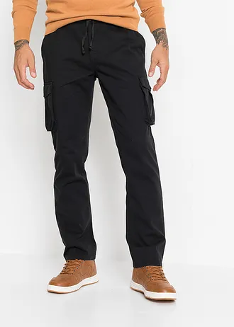 Cargo kalhoty Regular Fit, s pružným pasem, Straight, barva: černá