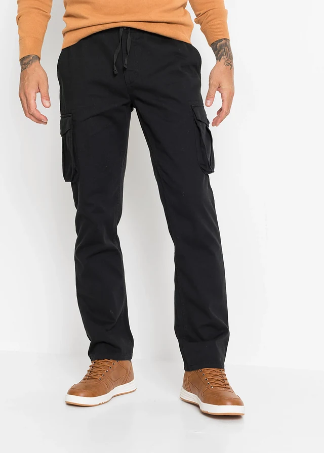 Regular fit cargo broek, straight, Kleur: zwart