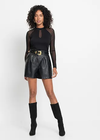 Short enduit avec ceinture • noir • Boutique bonprix