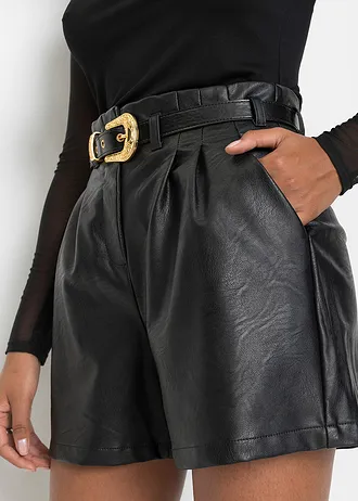 Short enduit avec ceinture • noir • Boutique bonprix