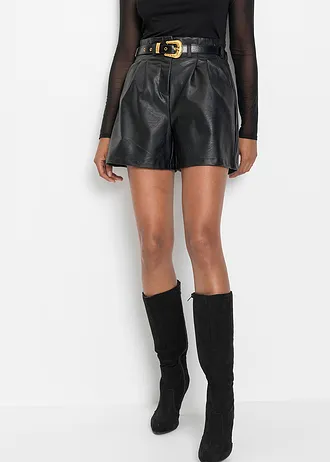 Short enduit avec ceinture • noir • Boutique bonprix