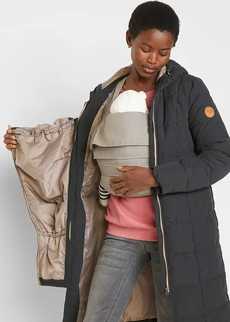 Těhotenský a nosicí kabát 3 v 1 s prošíváním, recyklovaný polyester • černo-hnědošedá • bonprix obchod