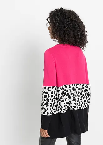 Lang, geribd vest • zwart met luipaardprint • bonprix online shop