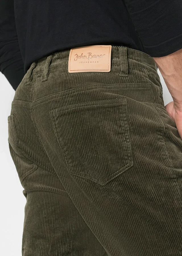 Regular fit stretch corduroy broek met comfort fit • donkerolijfgroen • product-page.page-title-suffix