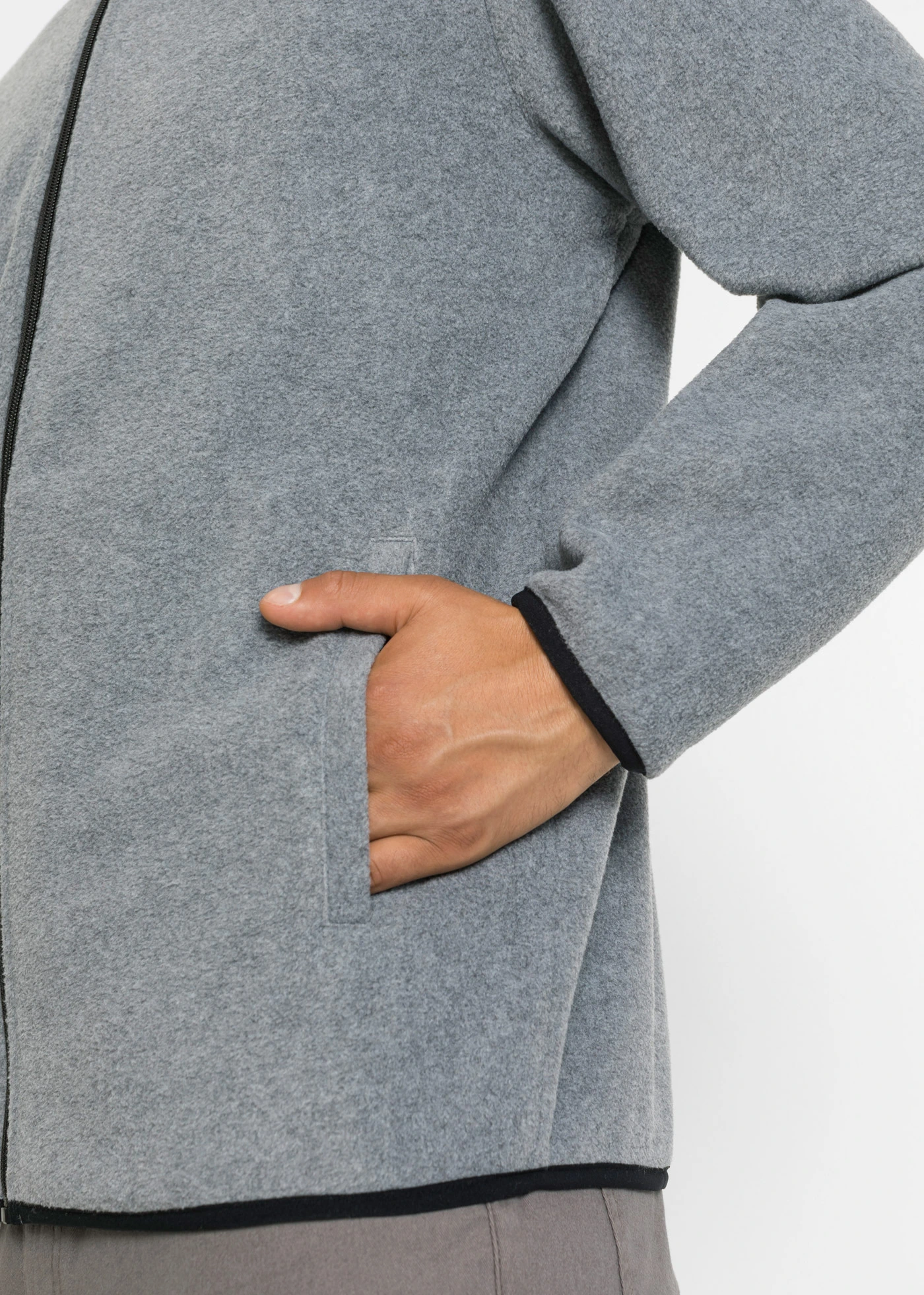 Flísová mikina na zapínání (2 ks v balení) • černá + šedý melír • bonprix obchod