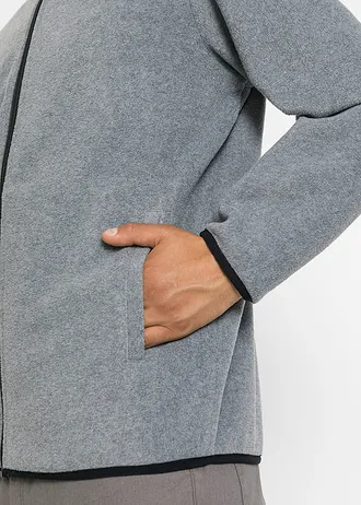 Flísová mikina na zapínání (2 ks v balení) • černá + šedý melír • bonprix obchod