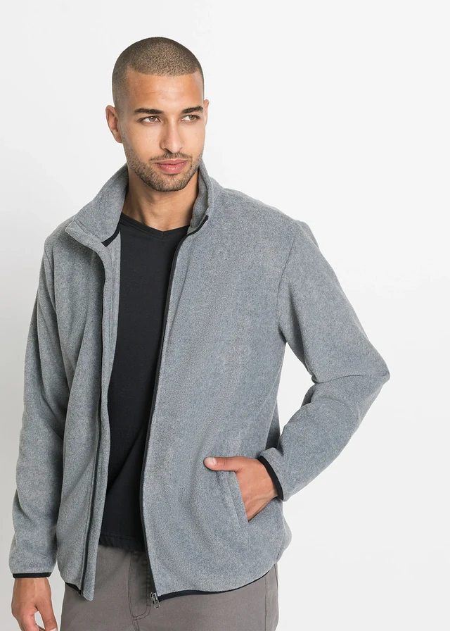 Fleece vest (set van 2), Kleur: zwart+grijs gemêleerd