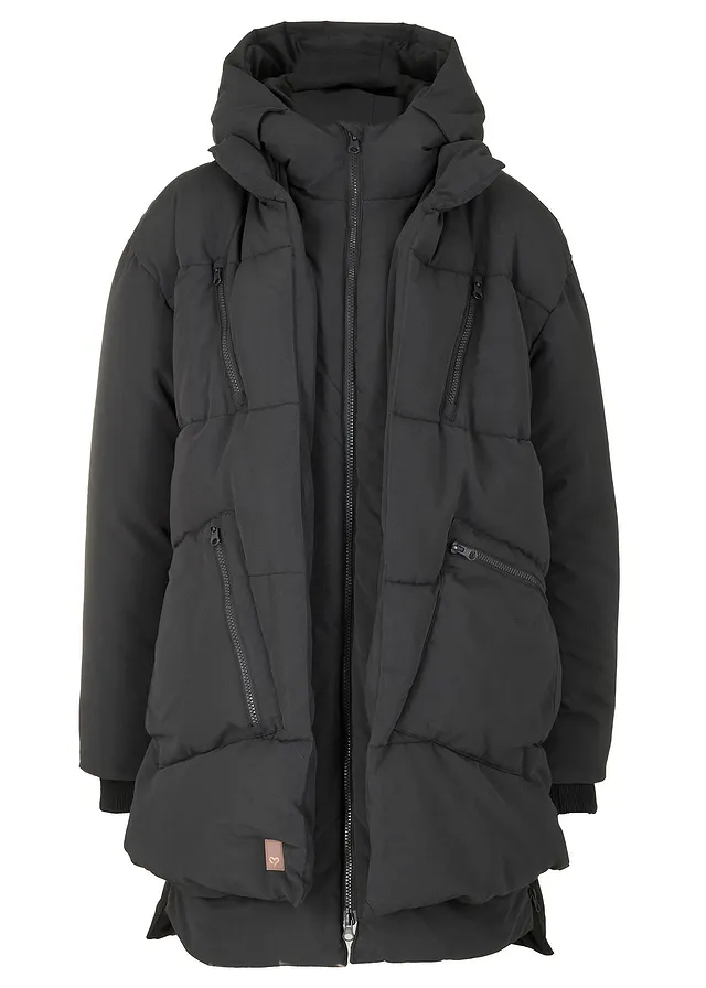 Oversized winterjas met capuchon van gerecycled polyester