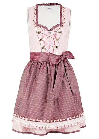 Dirndl met schort, knielang (2-dlg. set) • lila poudre-bordeaux • bonprix online shop