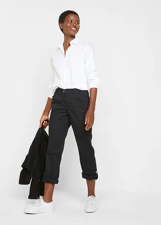 Geacă din twill din bumbac cu inserții stretch laterale • negru • magazin bonprix