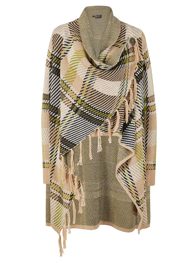 Jachetă lungă tricotată cu franjuri