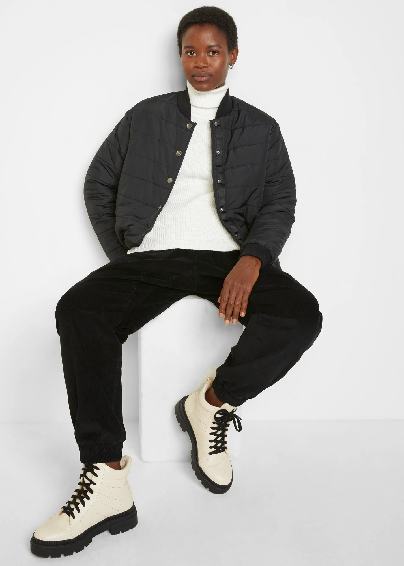 Manšestrové kalhoty z bavlněné směsi • černá • bonprix obchod