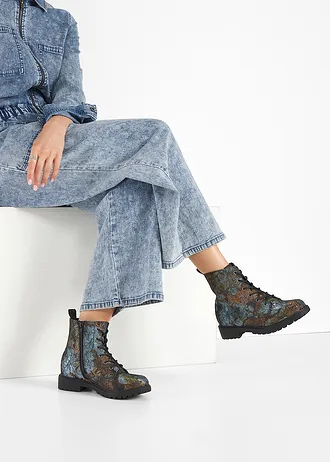 Veterboots met een bloemmotief • groen gebloemd • bonprix online shop