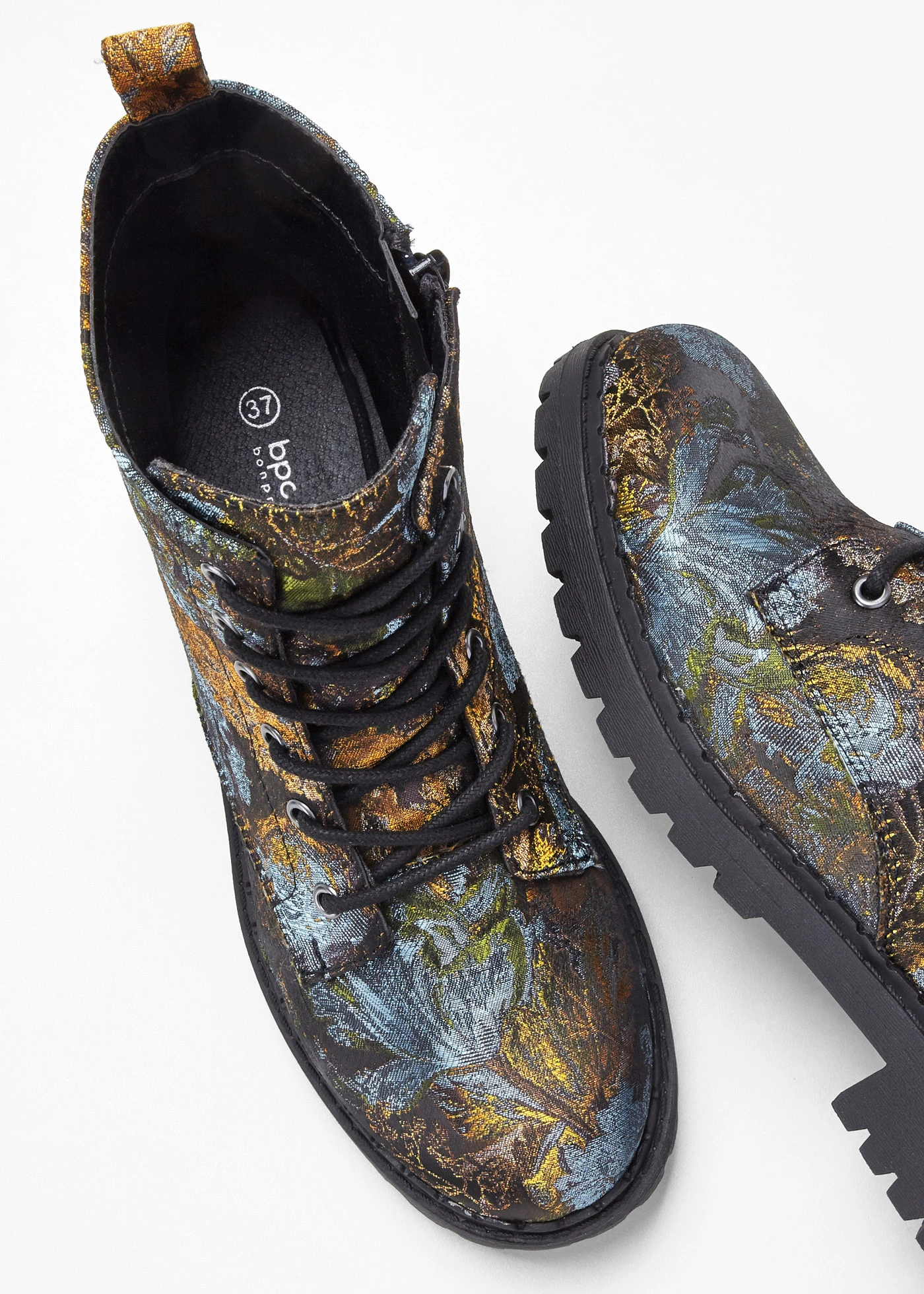 Veterboots met een bloemmotief • groen gebloemd • bonprix online shop