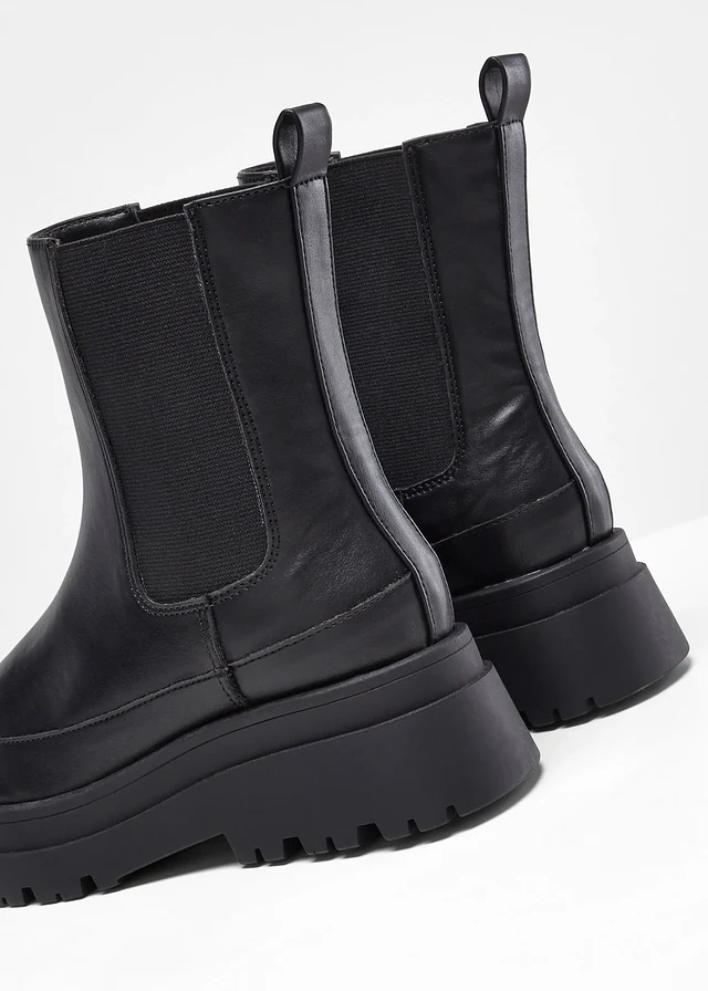 Chelsea boots met profielzool, Kleur: zwart