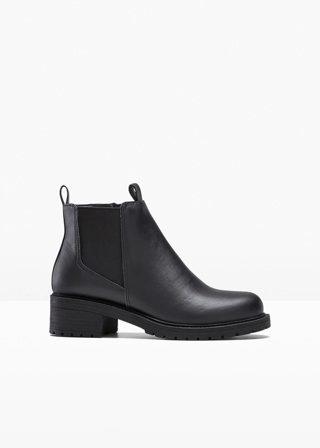 Bottines Chelsea à semelle crantée, Couleur: noir