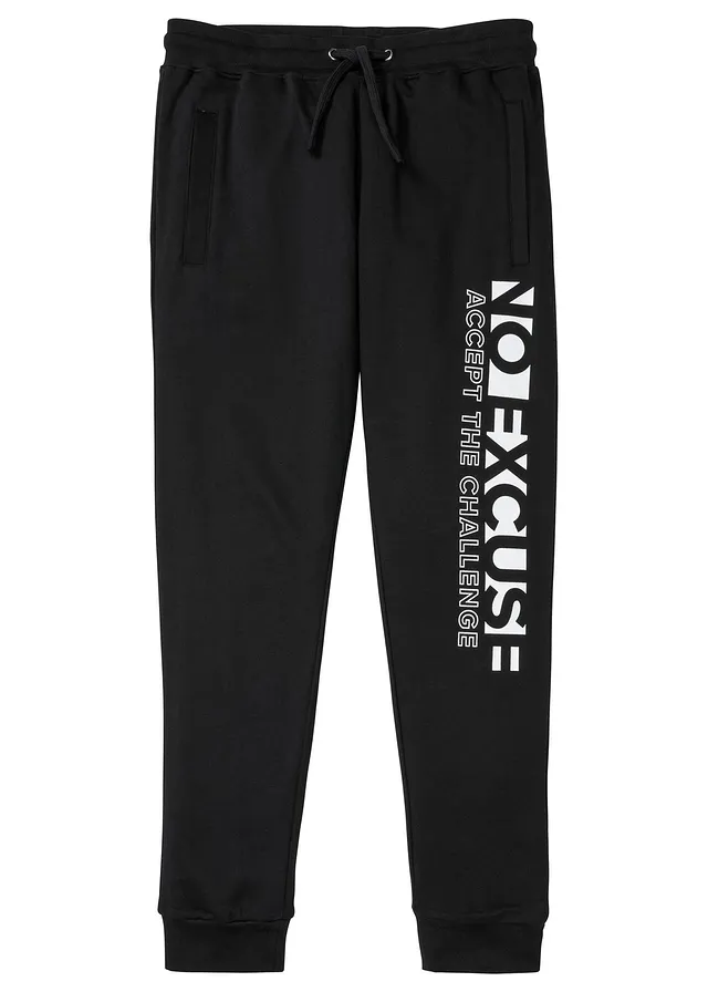 Pantalon de jogging à imprimé sportif, 100% coton • noir • Boutique bonprix