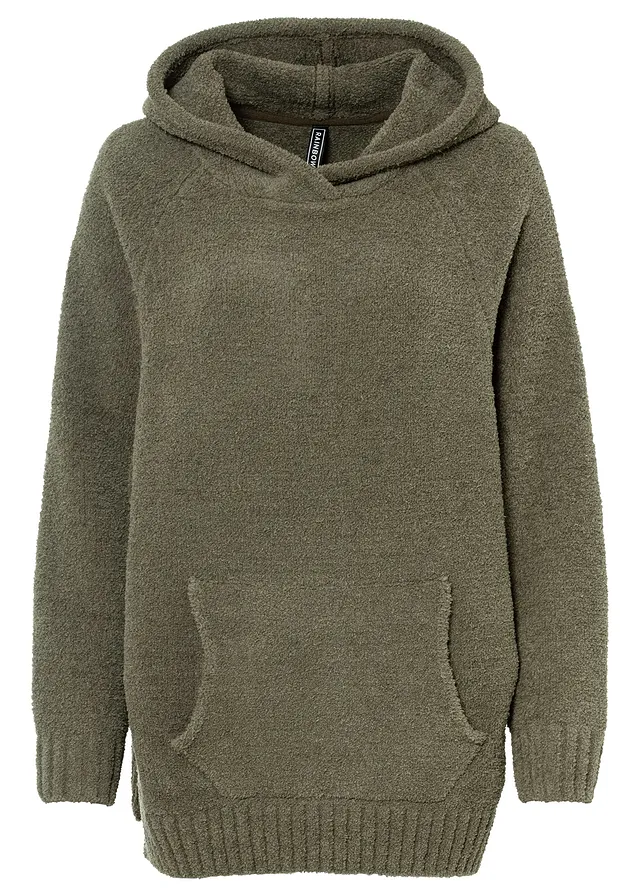 Pulover din teddy-fleece cu glugă