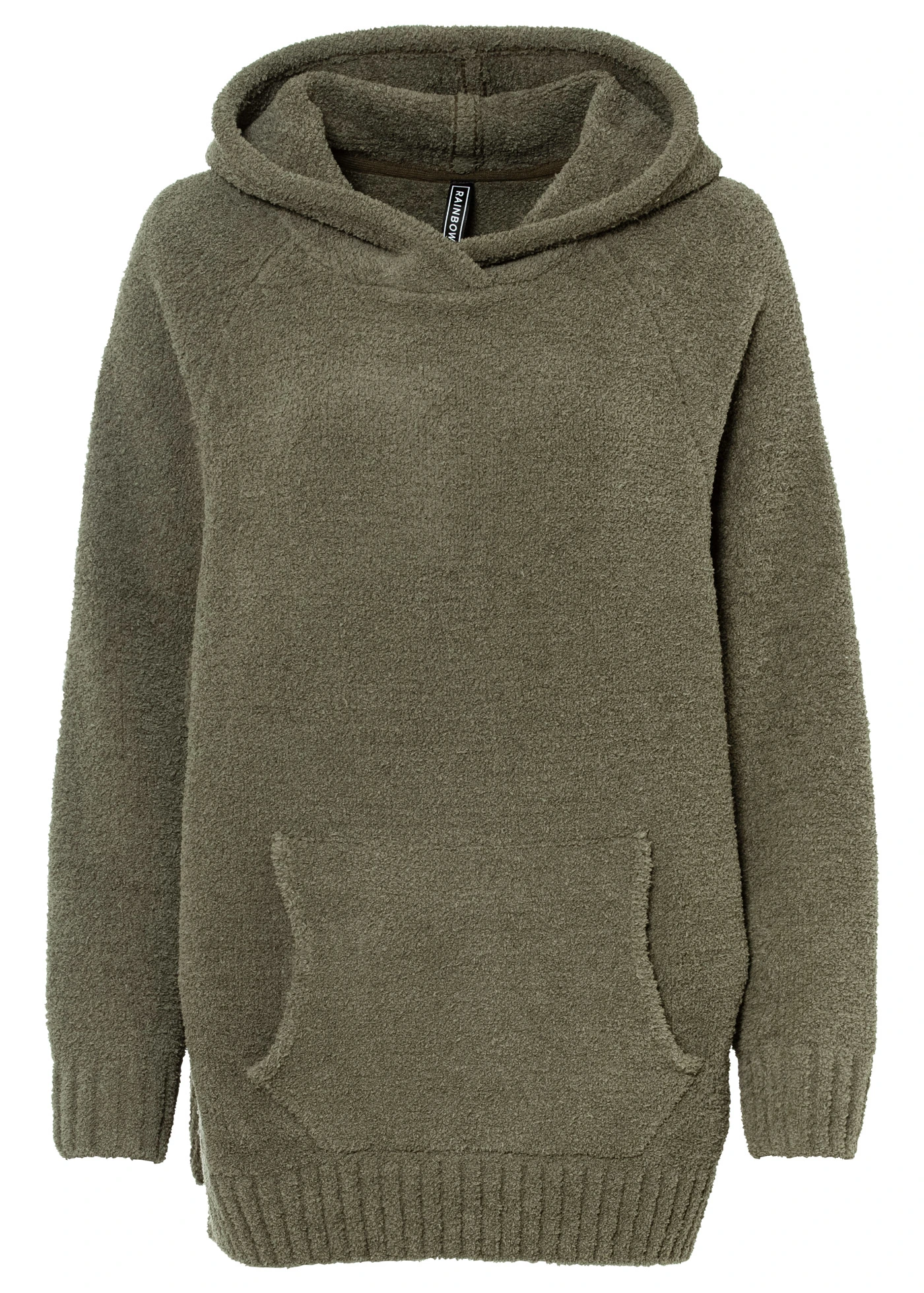 Svetr s kapucí, z plyšového flísu • olivová • bonprix obchod