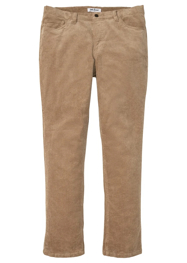 Regular fit stretch corduroy broek met comfort fit, Kleur: camel